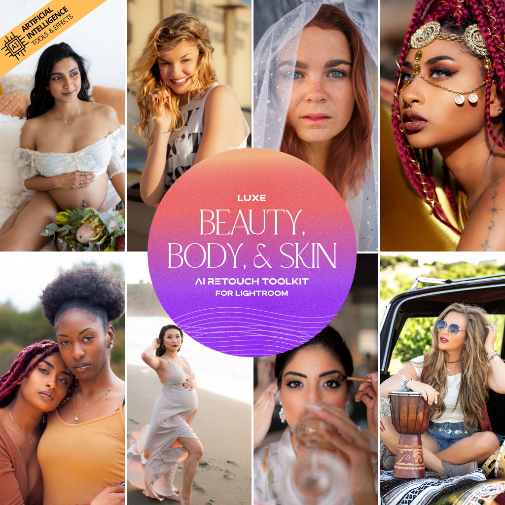 Beauty, Body, and Skin AI Adaptive Retouch Toolkit Lightroom Presets – Desktop & Mobile