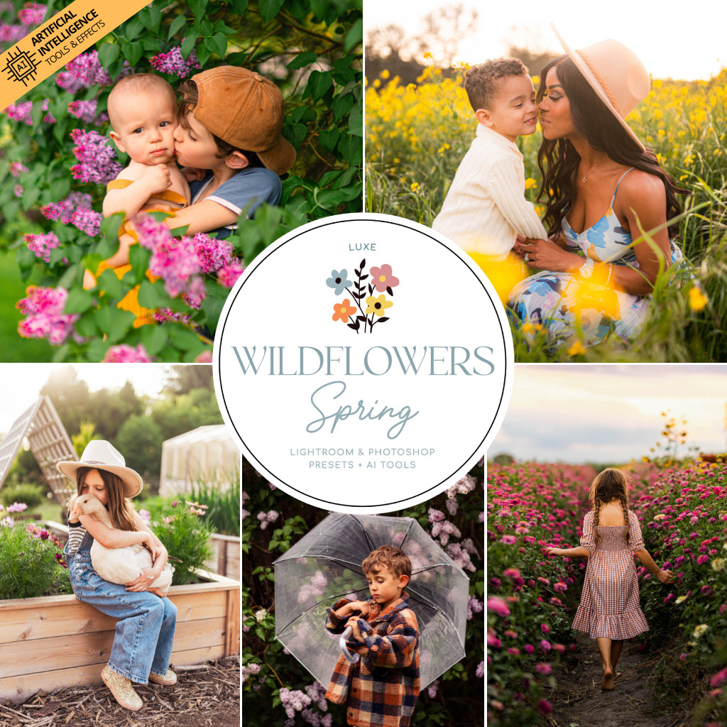 Luxe Wildflowers Spring Lightroom Presets & AI Tools – Desktop & Mobile
