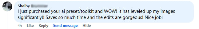 Feedback from a Luxe Lens customer