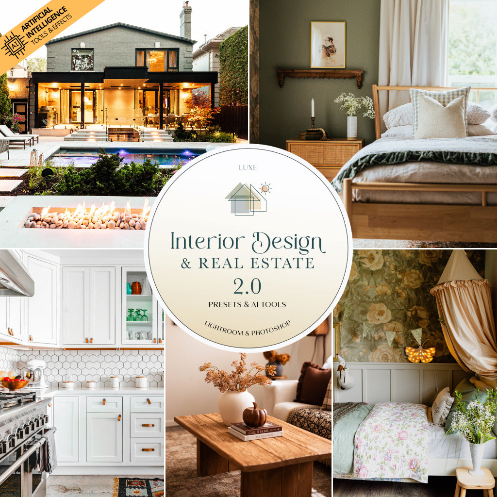 Interior Design & Real Estate Lightroom Presets & AI Tools v2.0 – Desktop & Mobile