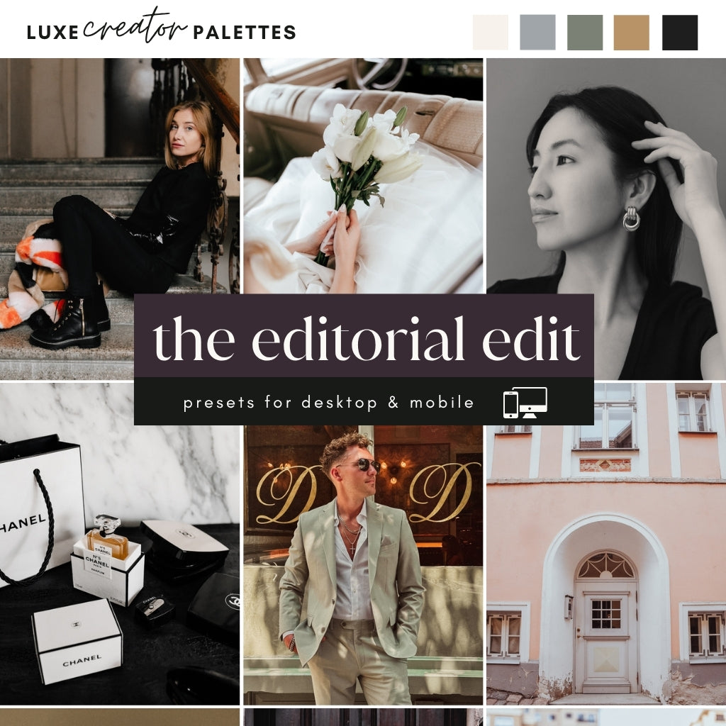 The Editorial Edit - Luxe Creator Palette Presets for Lightroom Mobile & Desktop