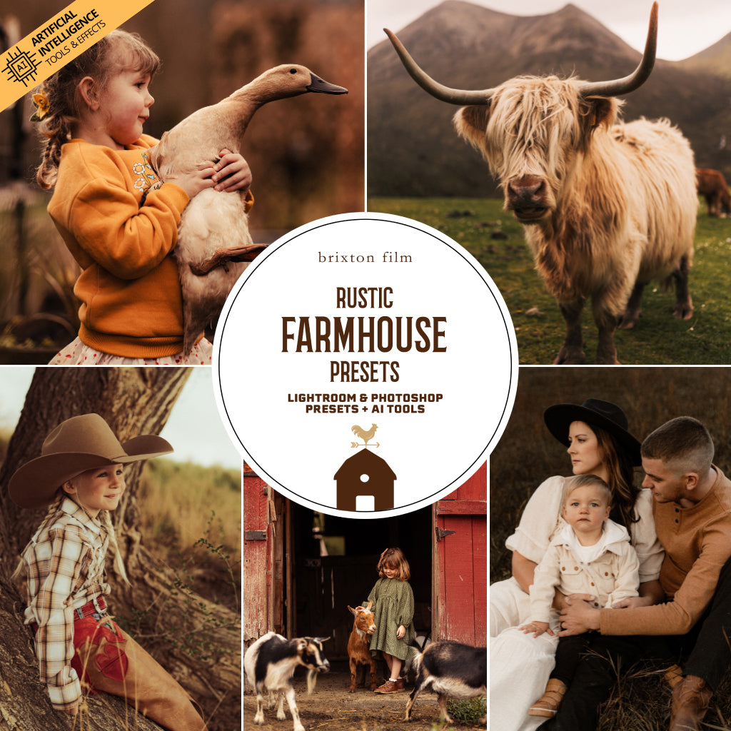 Rustic Farmhouse Lightroom Presets & AI Powered Tools – Desktop & Mobile