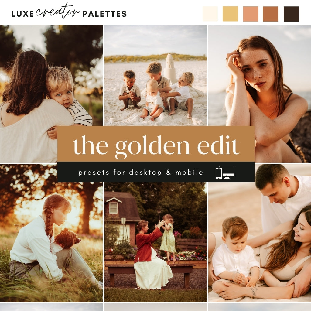 The Golden Edit - Luxe Creator Palette Presets for Lightroom Mobile & Desktop