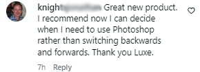 Feedback from a Luxe Lens customer