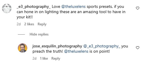 Feedback from a Luxe Lens customer